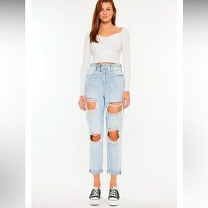 Kancan NWT! Darel Paperbag high Waist Distressed Jeans 15/31 Light wash KC9189L
